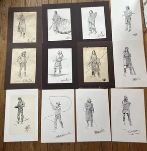 Juego de 12 bocetos famosos de Charles M. Russel - Imagen 1 de 18