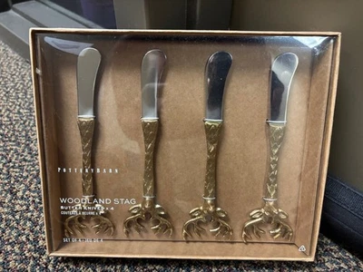 NUEVO Juego de 4 cucharas o cuchillos para aperitivos de acero inoxidable Pottery Barn Foto 1 de 4