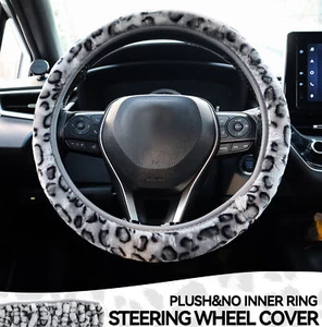 Universal - Leopard Print Fluffy Warm Car Steering Wheel Cover Plush Fuzzy Girls - Picture 1 of 7