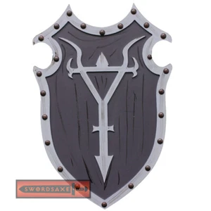 Undead Warlord Medieval Unholy Dark Knight Warrior Wooden Heater Shield Wall - Picture 1 of 2