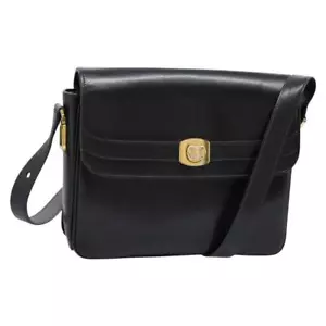 CELINE Shoulder Bag Leather Black Gold Auth ep7766 - Imagen 1 de 24
