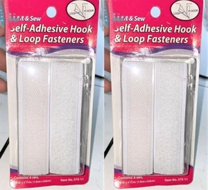 LOT OF 2 Allary Stick-On No Sew Hook & Loop Fasteners, 16 Sets, White - Picture 1 of 3