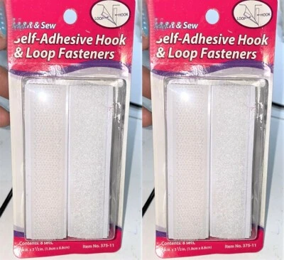 LOT OF 2 Allary Stick-On No Sew Hook & Loop Fasteners, 16 Sets, White - Image 1 of 3
