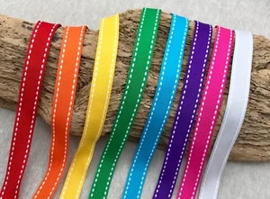13mm Saddle Stitch Ribbon Grosgrain Gift Bow Wedding Summer Craft Sewing Bright - Picture 1 of 1