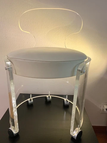 Vintage Lucite Mid Century Vanity Stool Barrel Chair Charles Hollis Jones Style Cover
