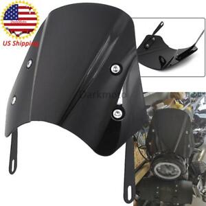 5-7" Motorcycle Black Universal Headlight Fairing Windshield Windscreen Shield