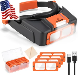 Headband Magnifier with Light, Rechargeable Magnifying Glasses for Close Work - Picture 1 of 12