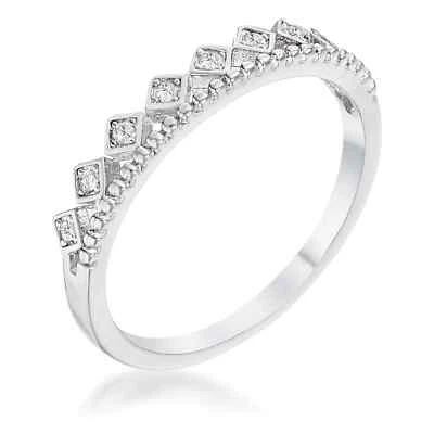 .14Ct Rhodium Plated CZ Mini Crown Stackable Band - Image 1 of 2