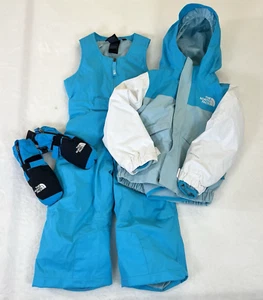 The North Face Toddler Kids Size 2T Dryvent SnowBibs, Jacket & Gloves Turquoise - Picture 1 of 24