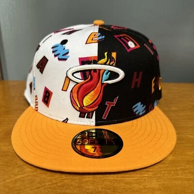 New Era 59Fifty Miami Heat Split Mixtape City Edition Mashup Fitted Hat Sz 7 5/8 - Image 1 of 4
