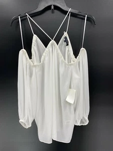 1 State Anthropologie Top Womens Medium Ivory Strappy Cold Shoulder Flirty - Picture 1 of 4