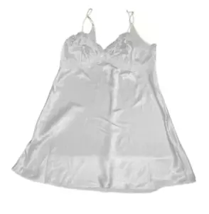 Linea Donatella Womens Large White Satin Lace Trim Slip Dress - Picture 1 of 10