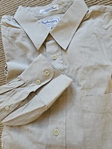 Fab Burberrys of London Tan Dress Shirt  17 1/2 - 35 Double Button Cuff - Picture 1 of 3