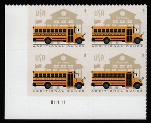 #5740 School Bus, Plate Block [B111111 LL] Mint **ANY 5=FREE SHIPPING** - Picture 1 of 1