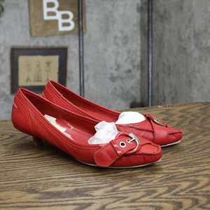 bCBGirls Womens Vintage Leather Pull On Short Heels Salsa Red 6.5M - Picture 1 of 6