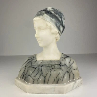 Jugendstil Richard Aurili Marmor Alabaster Frauen Büste Skulptur Figur Antik sig - Bild 1 von 4