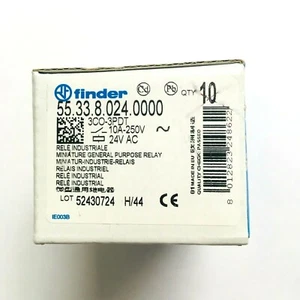 55.33.8.024.0000 Finder Plug-In Relay, 3PDT 10A, 24V AC coil, (Box of 10) - Picture 1 of 5