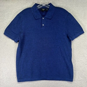 Camisa Polo Theory Para Hombre Azul Mediana Calce Ajustado Desnudo Manga Corta Informal - Imagen 1 de 6