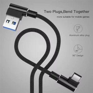 Câble USB Type C 90° Angle USB Câble de Charge Rapide USB-C 1m 2m pour iPhone Samsung - Photo 1 sur 4
