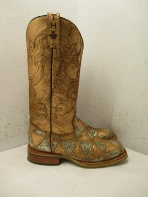 Tin Haul MISH MASH Copper Silver Leather Square Toe Cowboy Boots Womens Size 7 - Image 1 of 4