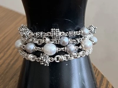 Michael Dawkins Sterling Silver  Freshwater Pearl Bracelet - Image 1 of 4
