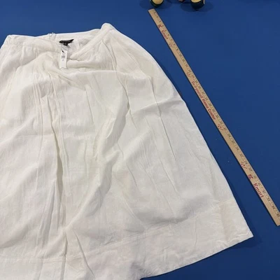 Falda Banana Republic Mezcla de Lino Talla 16 Alta Off-White Forrada Línea A - Nueva Foto 1 de 4