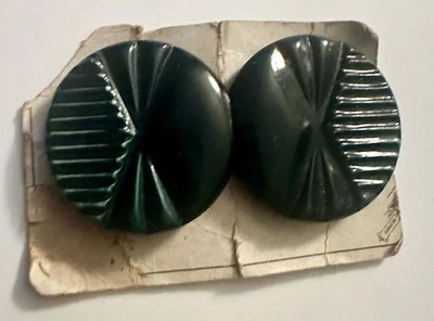 Increíble hebilla de cinturón Art Deco vintage/antigua tallada baquelita negra/verde NOC Foto 1 de 4