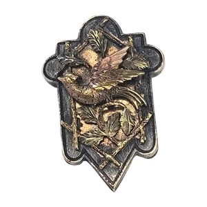Antique Victorian Bird Brooch Rolled Gold Plate Tricolor Tiny 1800s Aesthetic 1" - Picture 1 of 12