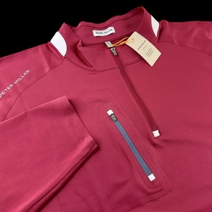 Peter Millar Crown Sport Verge Quarter Zip Performance Pullover Sweater 2XL Red - Picture 1 of 7