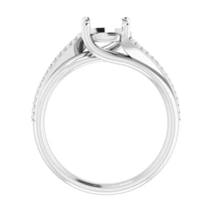 Cross Round Custom 7.5mm Setting Natural Diamond Women Engagement Ring Platinum - Picture 1 of 7