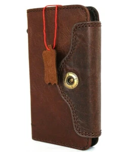 Funda de cuero genuino para Apple iPhone 12 mini billetera tarjetas de lujo cubierta libro arte - Imagen 1 de 6