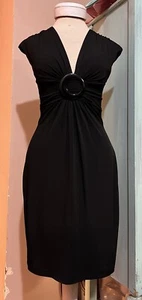 Vitg CACHE Sexy Little Black Dress Deep V Neck Kitten Party Cocktail Size 6 * - Picture 1 of 9