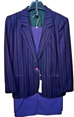 Tailleur Completo Tweed Invernale Pura Lana Viola Cori® Comodo Giacca Gonna Card • 179€