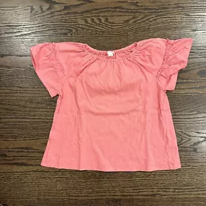 J. Crew Crewcuts Flutter Sleeve T-shirt Rose Coral Peach Pink M - Picture 1 of 4