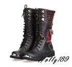 Mens Mid Calf Riding pocket military combat Motorcycle Boots Long gothic Boots 