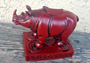 CHINESE RHINOCEROS FIGURINE, FENG SHUI DOOR STRONG GUARDIAN PROTECTOR - Picture 1 of 12