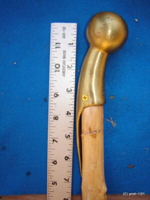 Antique BRASS horse HAME Spiral DOGWOOD 2 jewel shillelagh walking-stick USA - Image 1 of 4