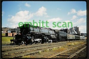 Original Slide, DM&IR 2-8-8-4 Steam #224 Passenger Train at Duluth, 1961