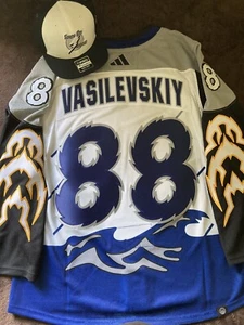 Adidas Tampa Bay Lightning Reverse Retro 2.0 Vasilevskiy Jersey Size 52 W/ Hat - Picture 1 of 10
