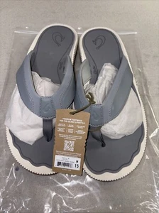 New OluKai Kukulu Poi/Poi Hawaiian Flip Flip Sandal Thongs Gray Men's Size 15 - Picture 1 of 6