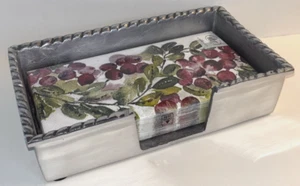 BOSTON INTERNATIONAL Guest Towel/Buffet Napkin Caddy Tray PEWTER CRANBERRY REID - Picture 1 of 13