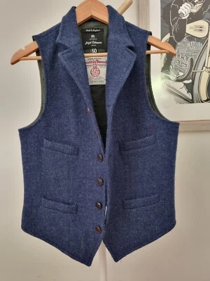 Nigel Cabourn Harris Tweed Mallory Vest Indigo Blue Size 50 - Image 1 of 4