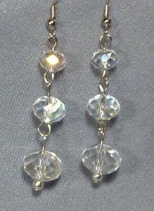 CYNTHIA LYNN "DATE NIGHT" AURORA BOREALIS CLEAR CRYSTAL SILVER EARRINGS - Picture 1 of 1