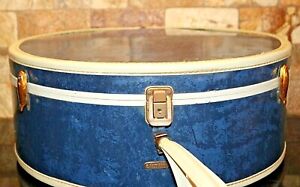 Vintage Samsonite Blue Marble Train Case #4720 Box Luggage Hat Box Suit Case