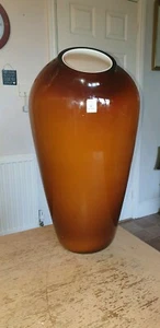X LARGE VINTAGE 1960'S 70'S ZWIESEL HAND MADE OFF SET FLOOR VASE 55CM TALL - Picture 1 of 12