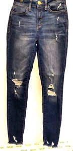 SO I Girl's Ankle Jegging 0/24W Blue Factory distressed, Slim Legges Jeans - Picture 1 of 8