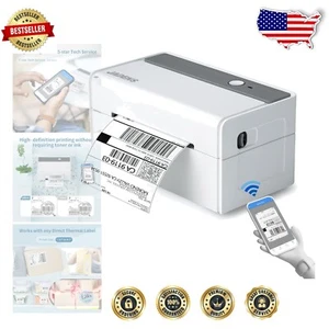Bluetooth Thermal Label Printer - Versatile 4x6 Shipping Solution for E-Commerce - Picture 1 of 9