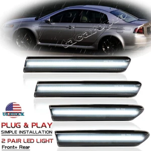 4X For 2004 - 2008 Acura TL Front & Rear LED Side Marker Lights Sets Black Lens - Picture 1 of 17