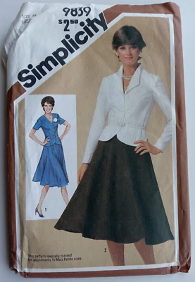 Vtg Simplicity Pattern 9839 Misses/Petite Skirt/Fitted Jacket Sz 16 UNCUT 1980 - Image 1 of 4