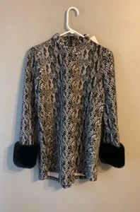 Tyler Boe Karina Jacquard Tunic. Fur Cuffs. Size XS - Picture 1 of 13